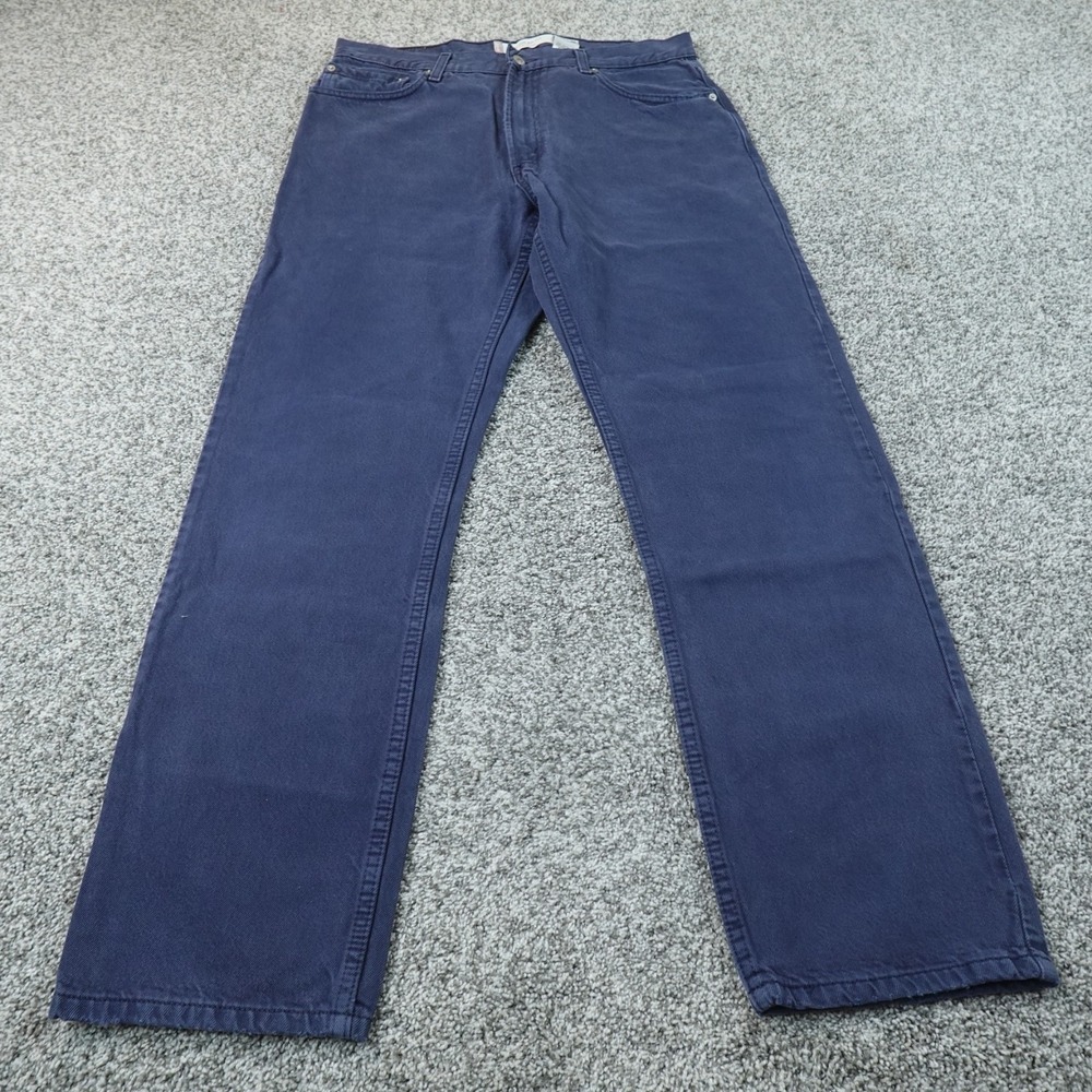 VTG Levis Jeans Mens 36X32 Dark Blue Denim Pants 505 Regular Fit Straight Y2K